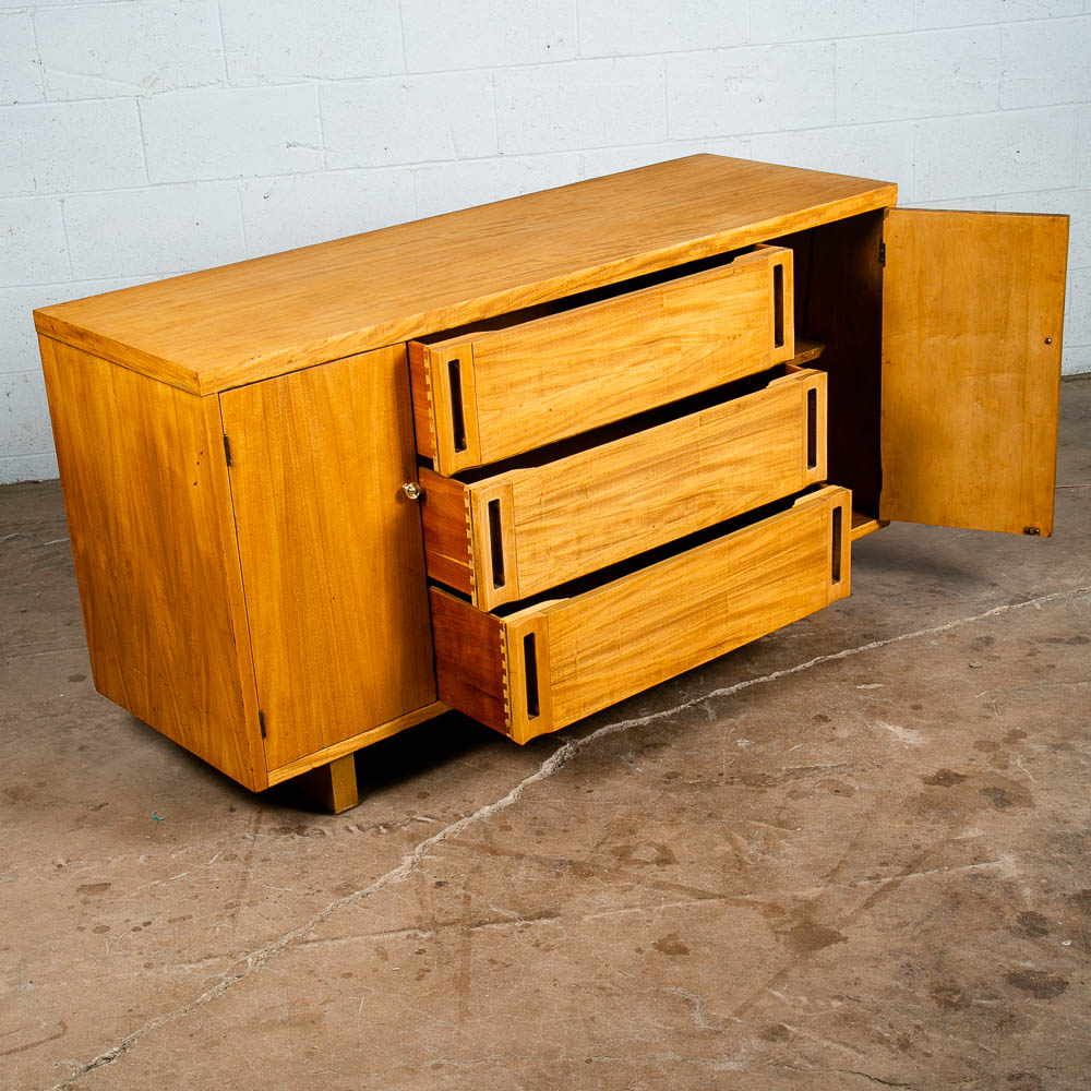 Mid Century Danish Modern Credenza Sideboard Cabinet 3 Drawers Blonde Maple Mcm - Image 2