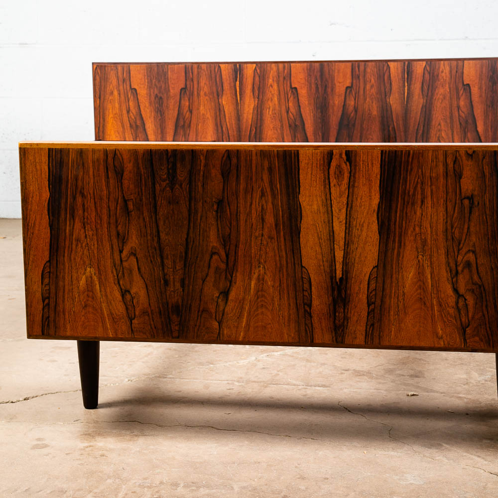 Mid Century Danish Modern Bed Frame Headboard Rosewood Floating Nightstands Wood - Image 12