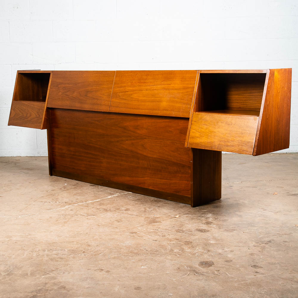 Mid Century Modern Headboard Bed Queen Floating Nightstand Stanley Young Glenn