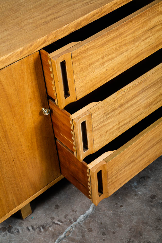 Mid Century Danish Modern Credenza Sideboard Cabinet 3 Drawers Blonde Maple Mcm - Image 9