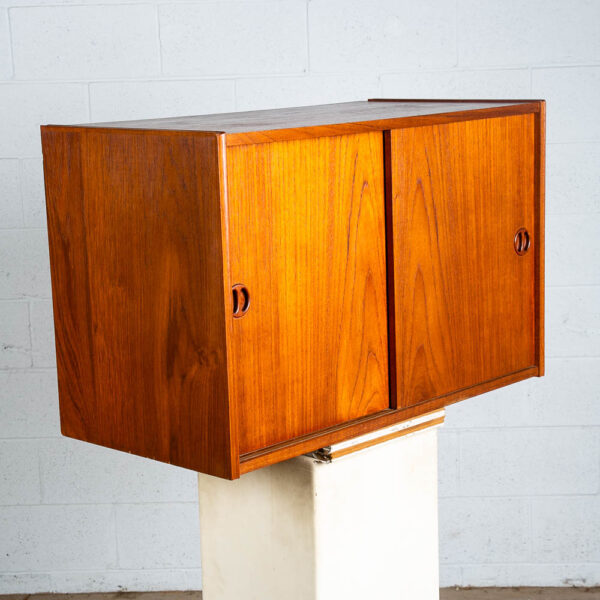 Mid Century Modern Wall Unit Cabinet Teak Round Handles Mobler Sliding Doors Mcm