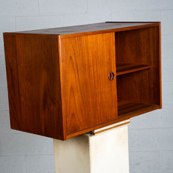 Mid Century Modern Wall Unit Cabinet Teak Round Handles Mobler Sliding Doors Mcm - Image 3