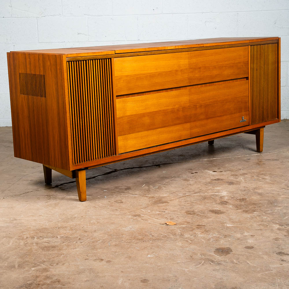 Mid Century Danish Modern Stereo Console Grundig Teak Record Player Radio Hifi - Image 3