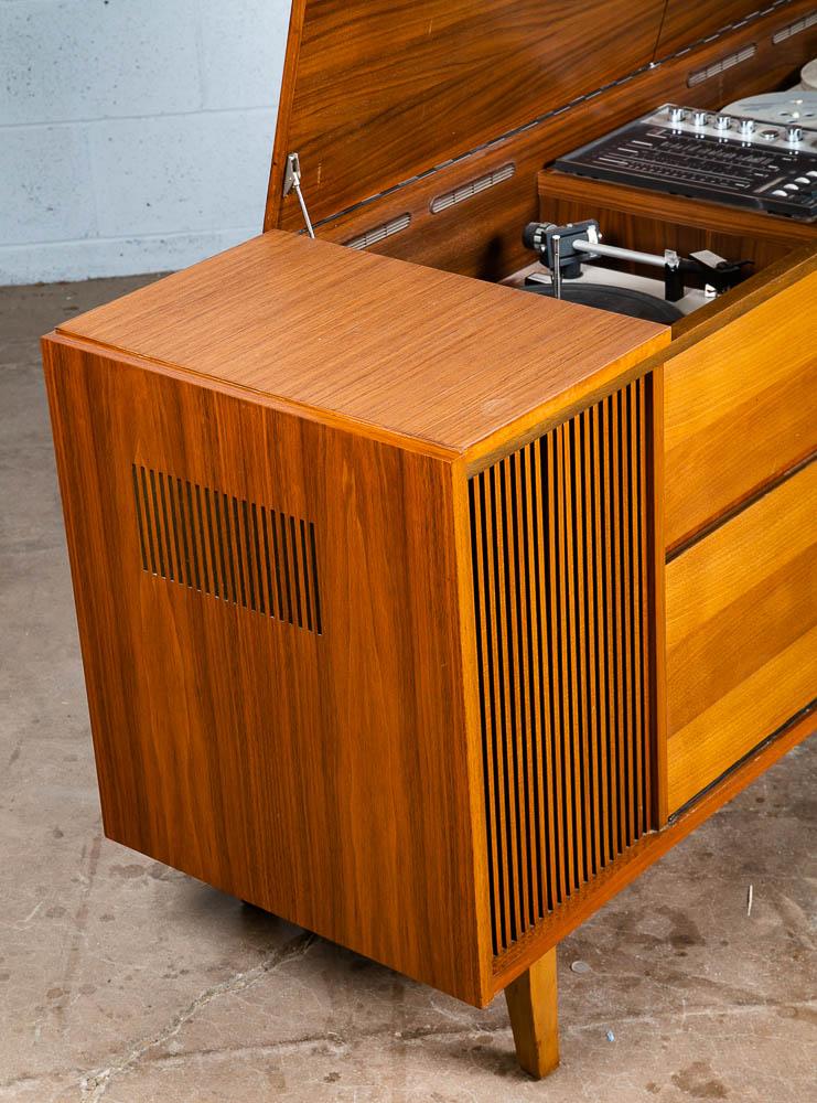 Mid Century Danish Modern Stereo Console Grundig Teak Record Player Radio Hifi - Image 11