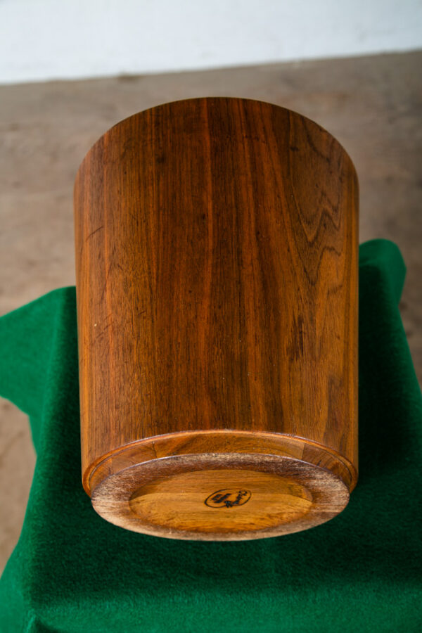 Mid Century Danish Modern Wastebasket Trash Can Bin Paper Basket Solid Walnut - Image 3