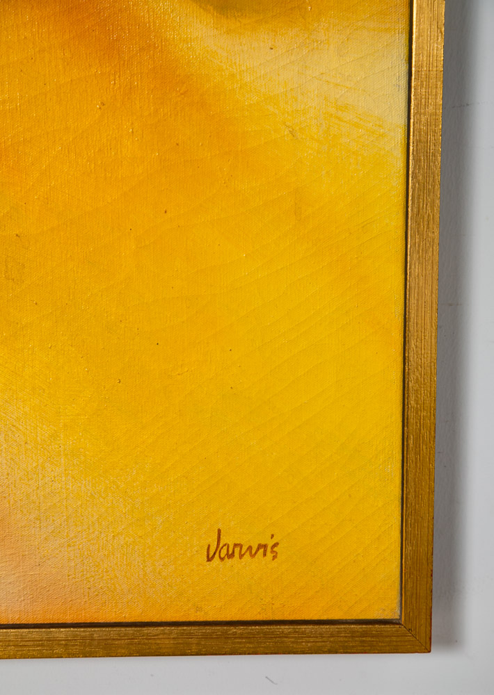 Mid Century Modern Painting Art Abstract Expressionism Yellow Orange Oil Signed - Image 7