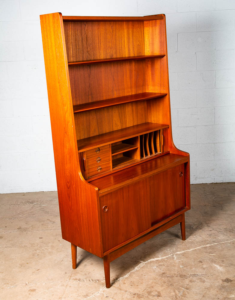 Mid Century Danish Modern Secretary Desk Cabinet Teak Johannes Sorth Denmark Mcm