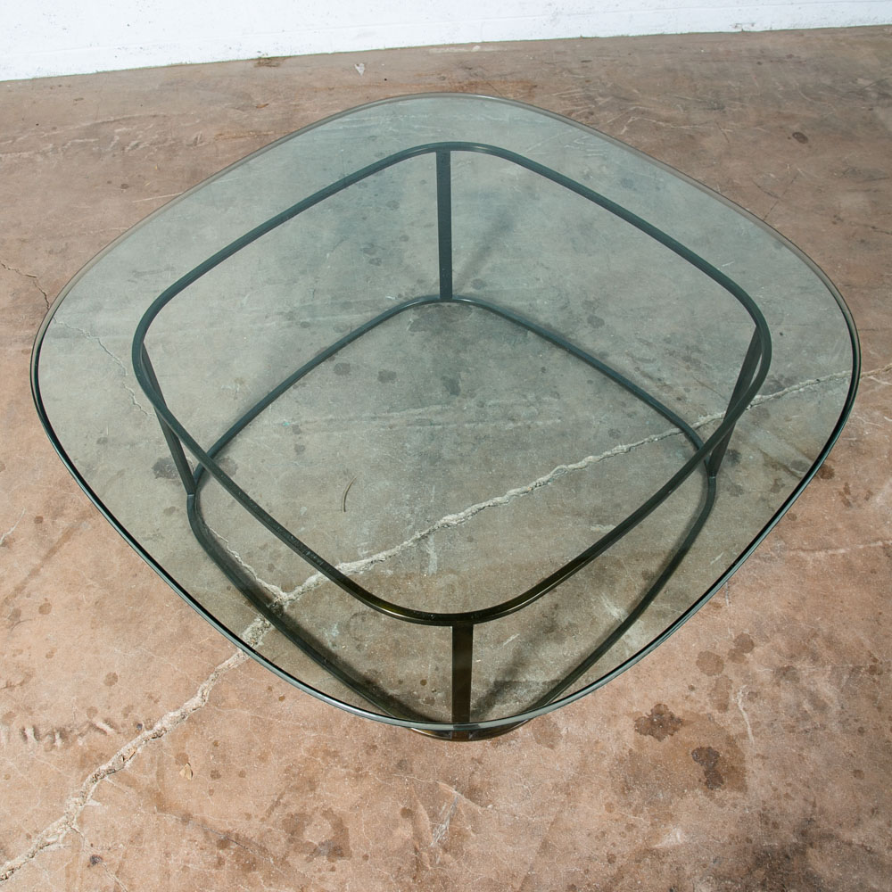 Mid Century Modern Coffee Table Glass Metal Gold Brass Bronze Heavy Vintage Mcm - Image 2