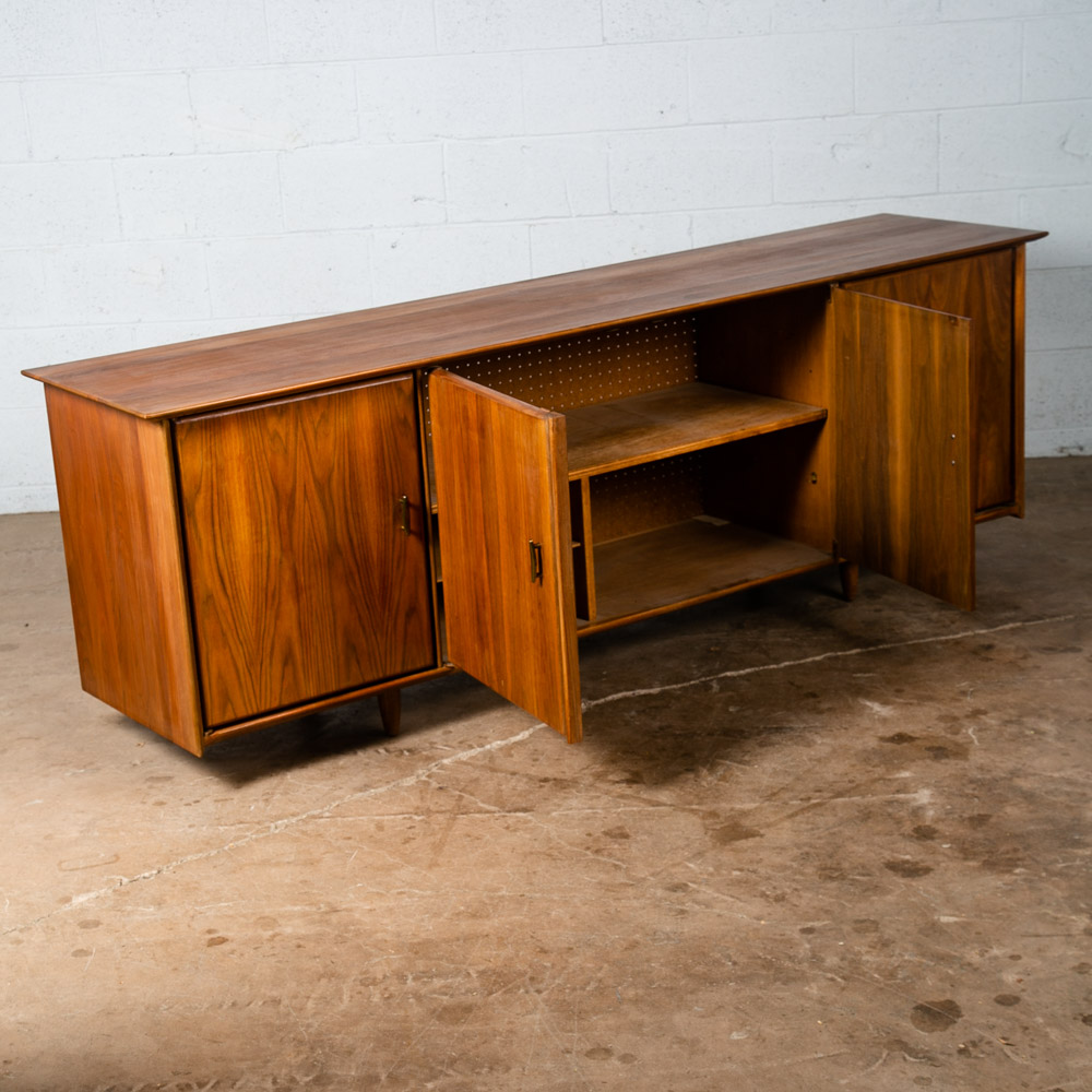 Mid Century Modern Credenza Cabinet Storage Ace Hi Prelude Solid Walnut Vintage - Image 7