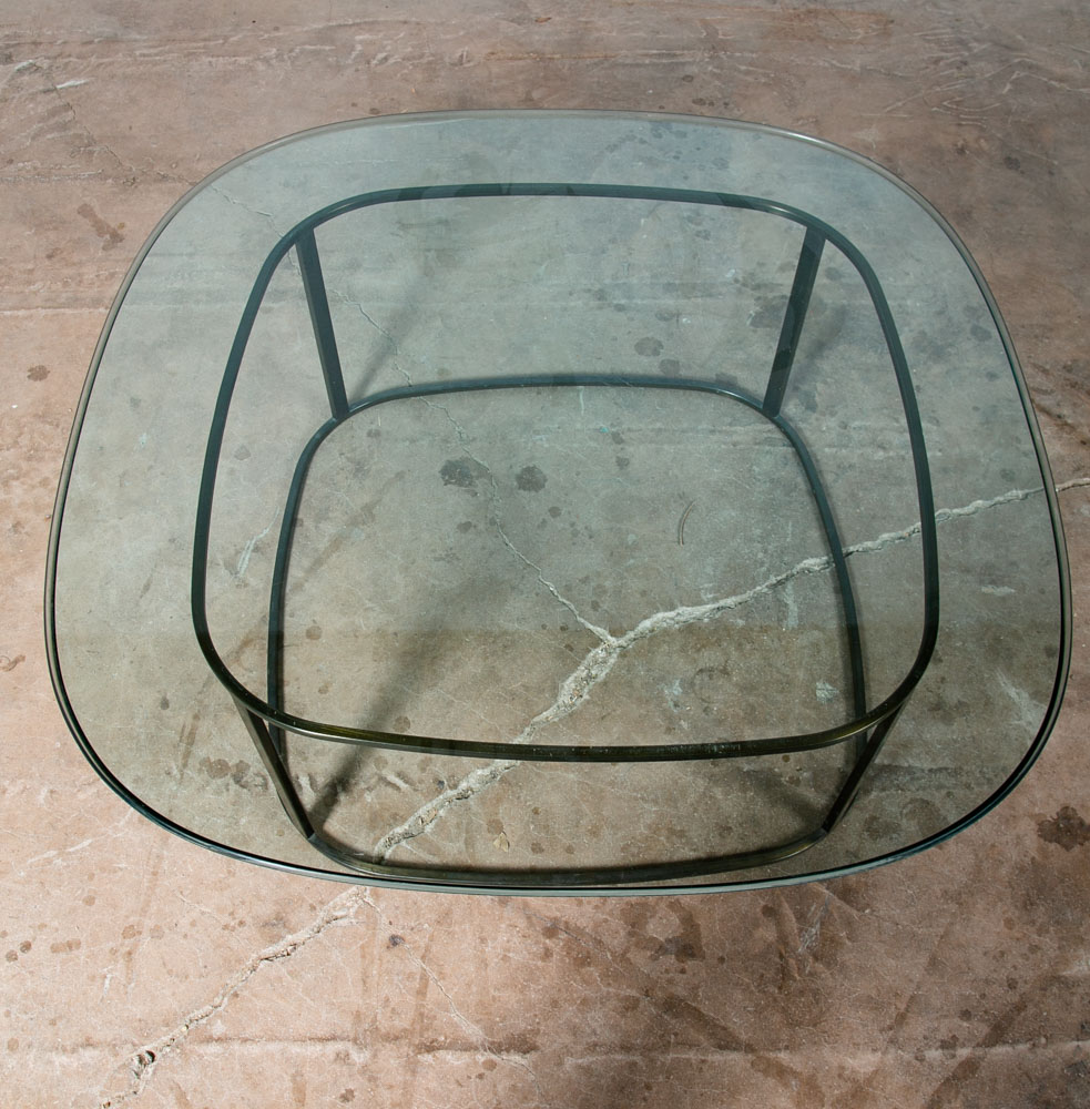 Mid Century Modern Coffee Table Glass Metal Gold Brass Bronze Heavy Vintage Mcm - Image 8