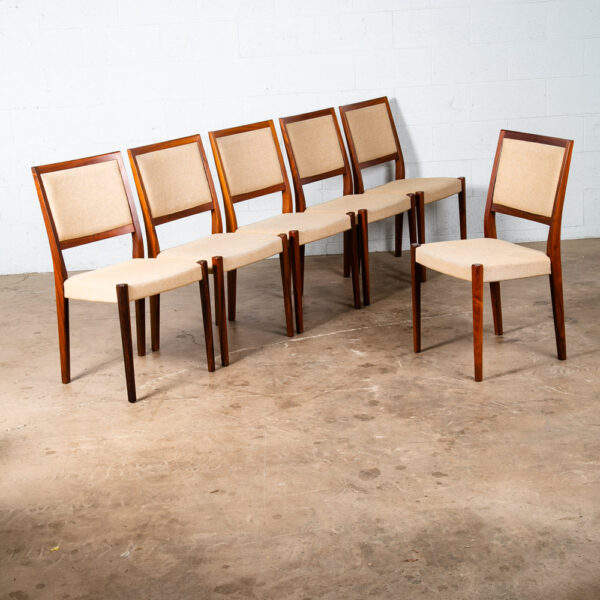 Mid Century Danish Modern Dining Chairs 6 Tan Rosewood High Back Svegards Sweden