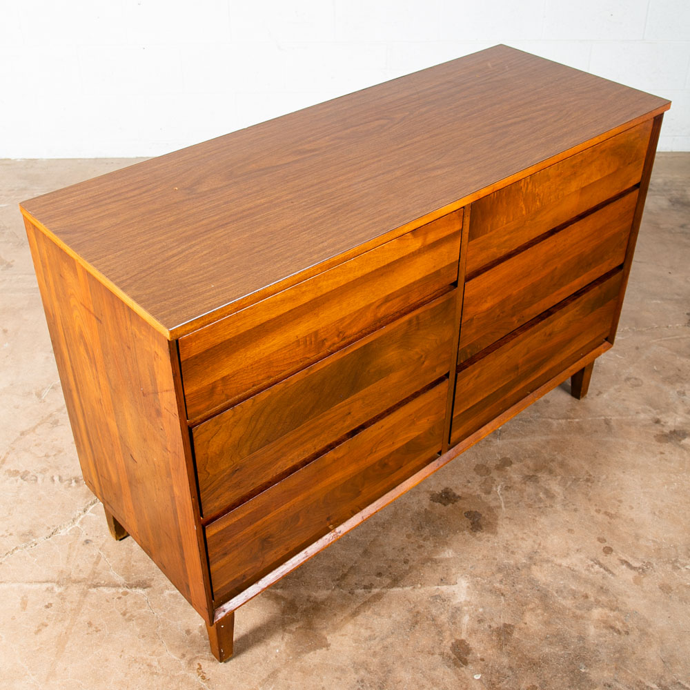 Mid Century Modern Credenza Dresser 6 Drawer Solid Walnut Vintage Mcm American - Image 5