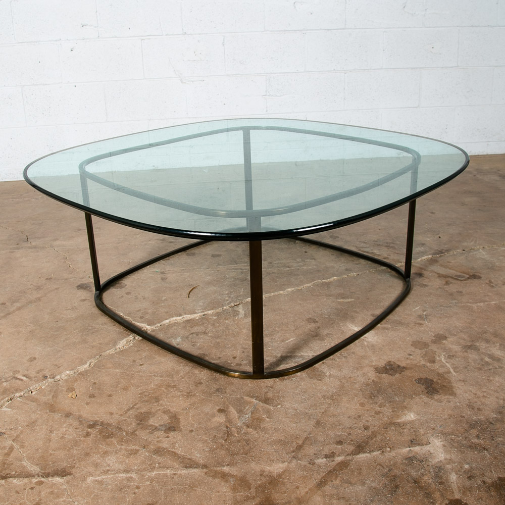 Mid Century Modern Coffee Table Glass Metal Gold Brass Bronze Heavy Vintage Mcm - Image 7