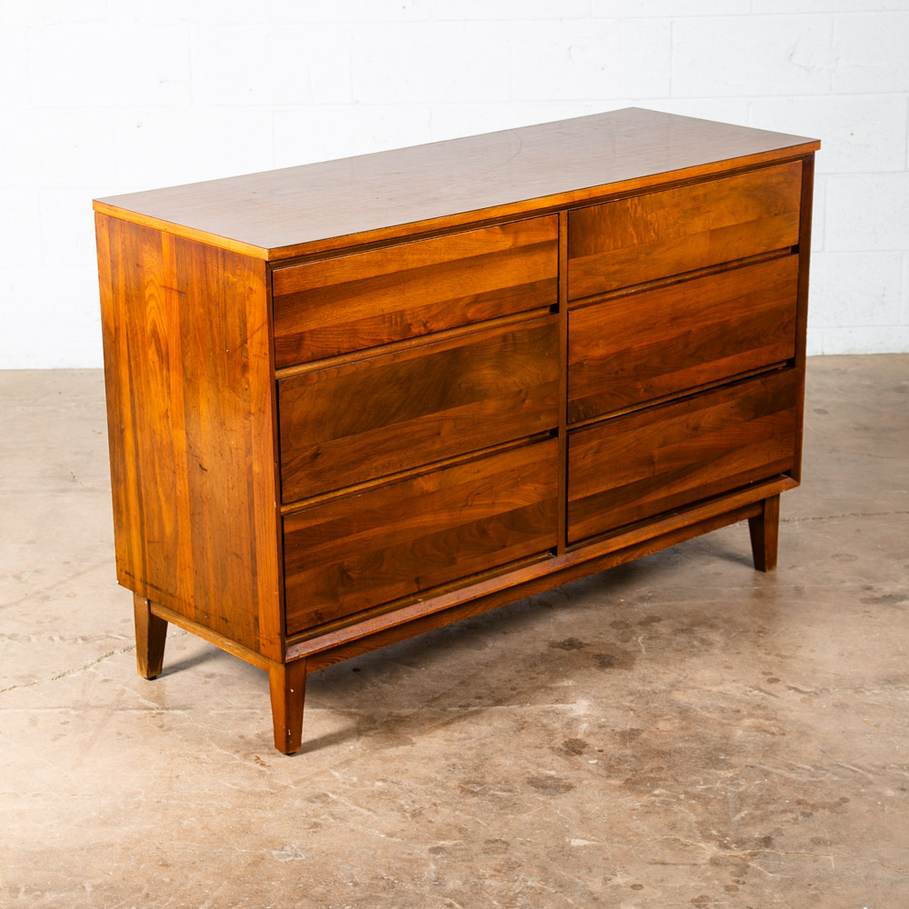 Mid Century Modern Credenza Dresser 6 Drawer Solid Walnut Vintage Mcm American - Image 3