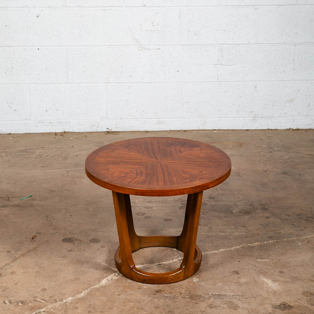 Mid Century Modern Side Table End Lane Rhythm Round Walnut Restored Circular Mcm - Image 11