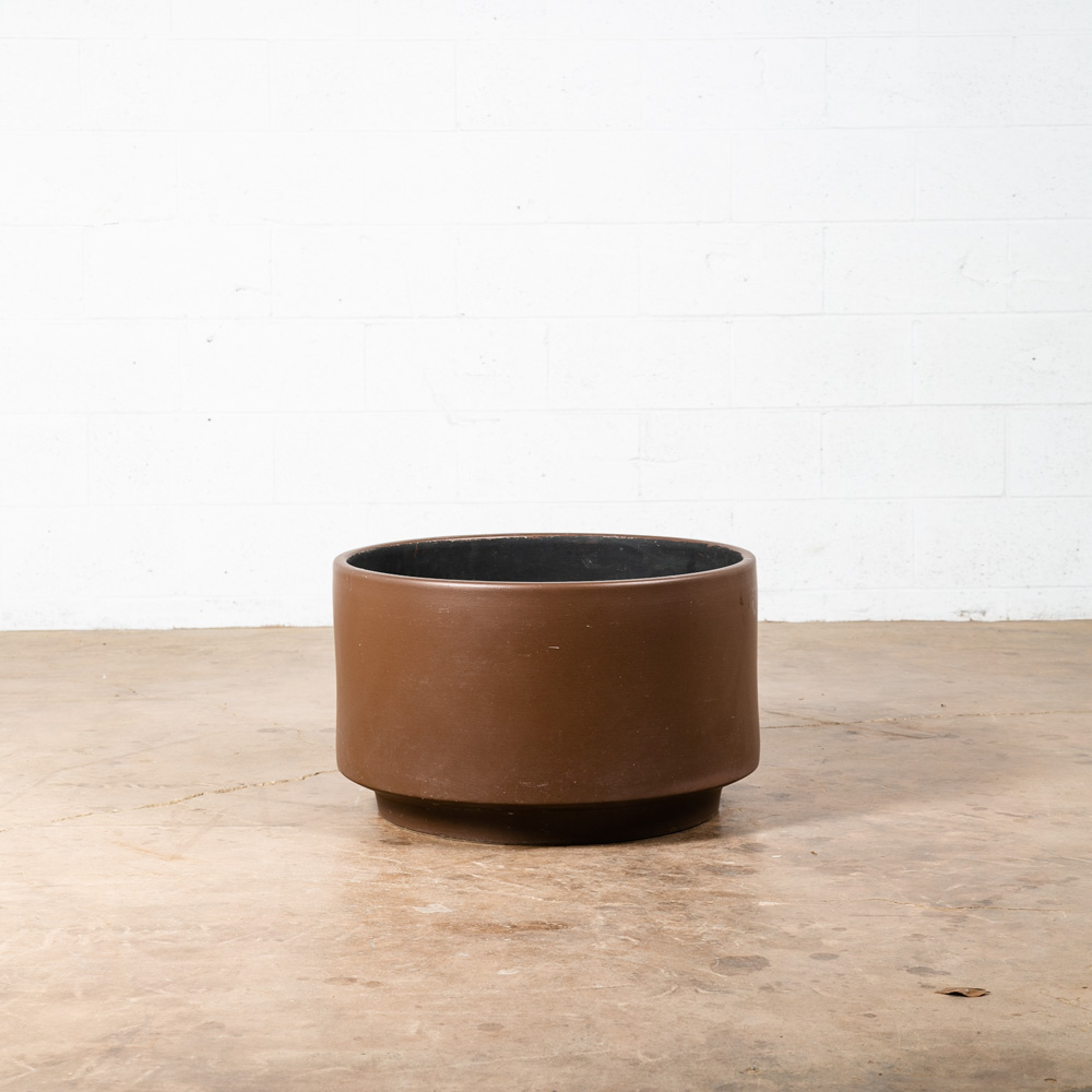 Mid Century Modern Planter Brown Matte Extra Large Gainey Ceramic Round 24.75x15 - Image 7