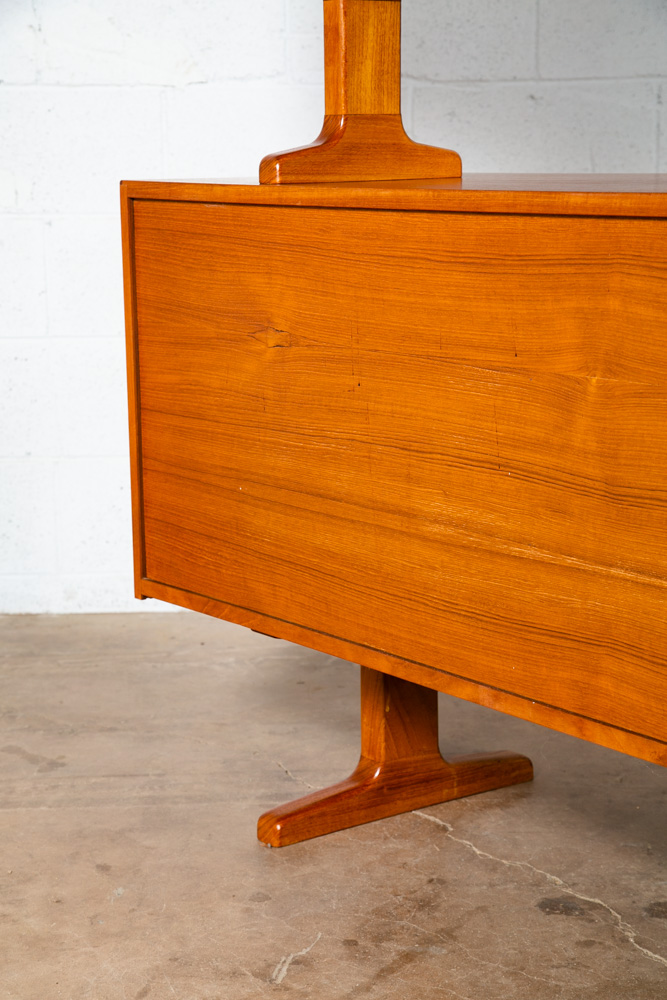 Mid Century Danish Modern Credenza 2 Tier Glass Teak Sideboard Display Drawers - Image 11