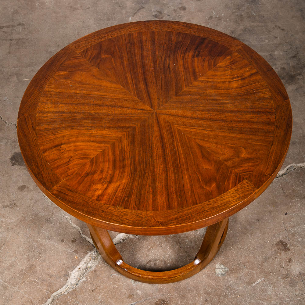 Mid Century Modern Side Table End Lane Rhythm Round Walnut Restored Circular Mcm - Image 4