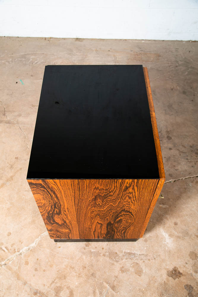 Mid Century Danish Modern End Table Side Entryway Rosewood Locking Door Glass - Image 5