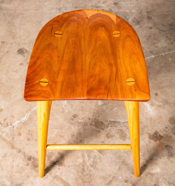Studio Bar Stool Coal Shovel Thos. Moser Wood Cherry Oak Mid Century - Image 3