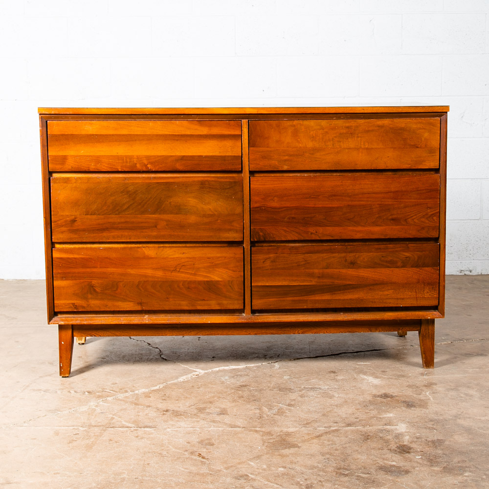 Mid Century Modern Credenza Dresser 6 Drawer Solid Walnut Vintage Mcm American - Image 2