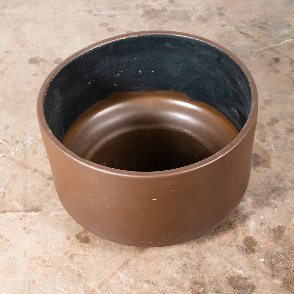 Mid Century Modern Planter Brown Matte Extra Large Gainey Ceramic Round 24.75x15 - Image 2