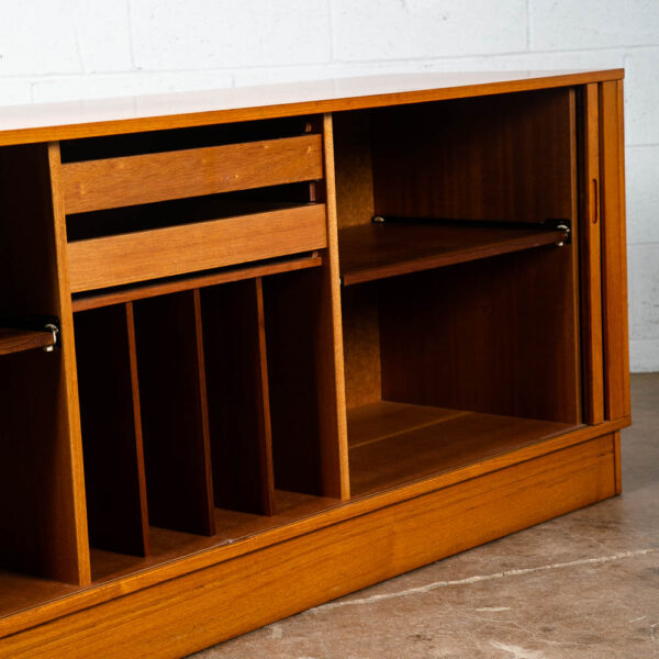 Mid Century Danish Modern Credenza Tambour Door Teak Media Sideboard Console Low - Image 11