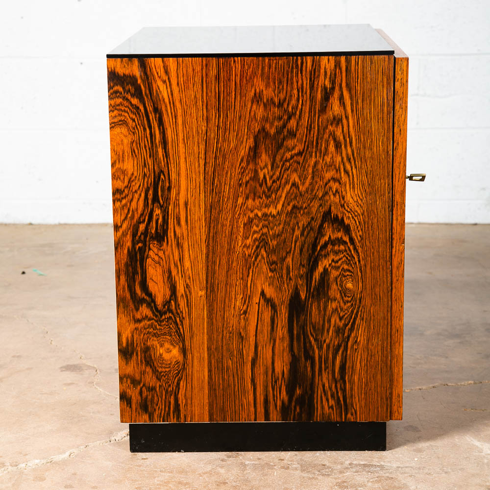 Mid Century Danish Modern End Table Side Entryway Rosewood Locking Door Glass - Image 4