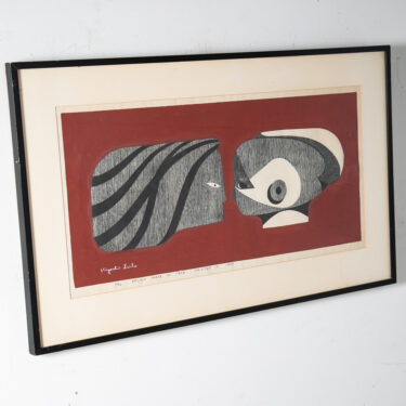 Mid Century Modern Original Art Print Woodcut Kiyoshi Saito Abstract 23/40 1954