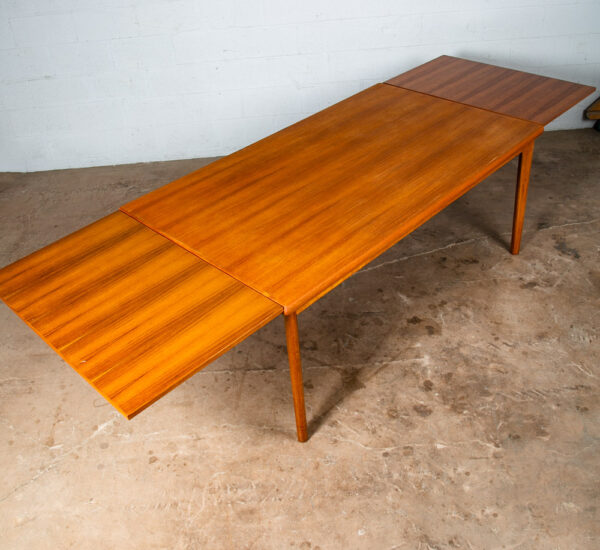 Mid Century Danish Modern Dining Table Teak Leaf x 2 Expanding Denmark Rectangle - Image 2