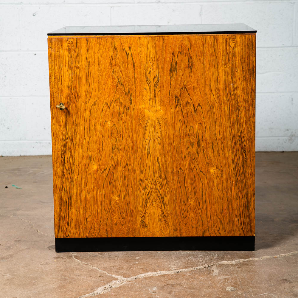 Mid Century Danish Modern End Table Side Entryway Rosewood Locking Door Glass - Image 6
