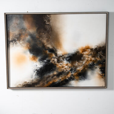 Mid Century Modern Art Original Abstract Expressionism Brown White Canvas Oil 47