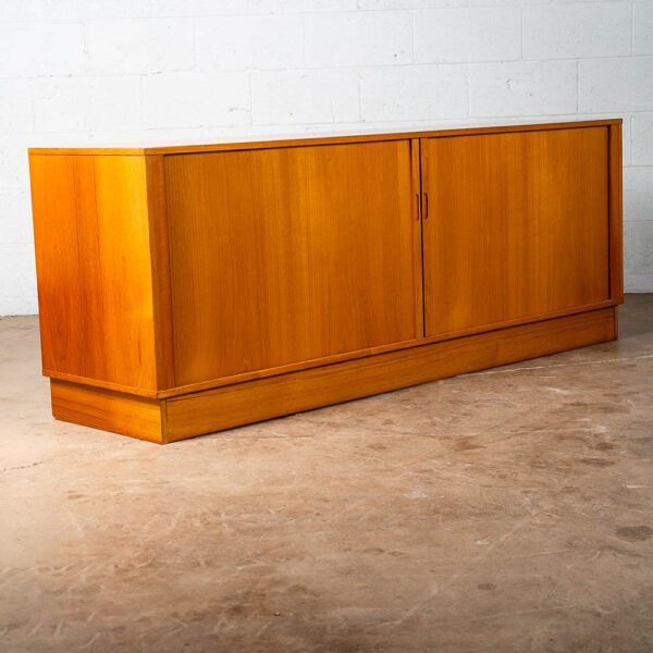 Mid Century Danish Modern Credenza Tambour Door Teak Media Sideboard Console Low