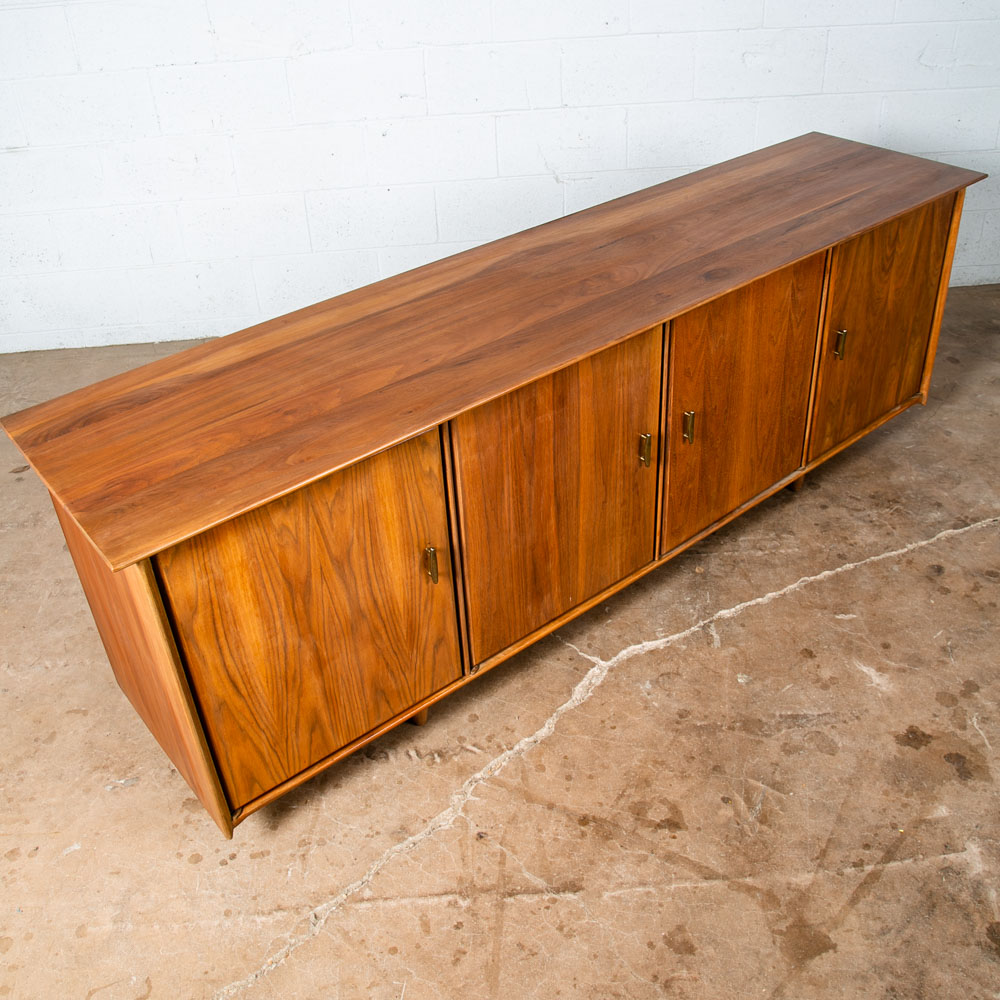 Mid Century Modern Credenza Cabinet Storage Ace Hi Prelude Solid Walnut Vintage - Image 6