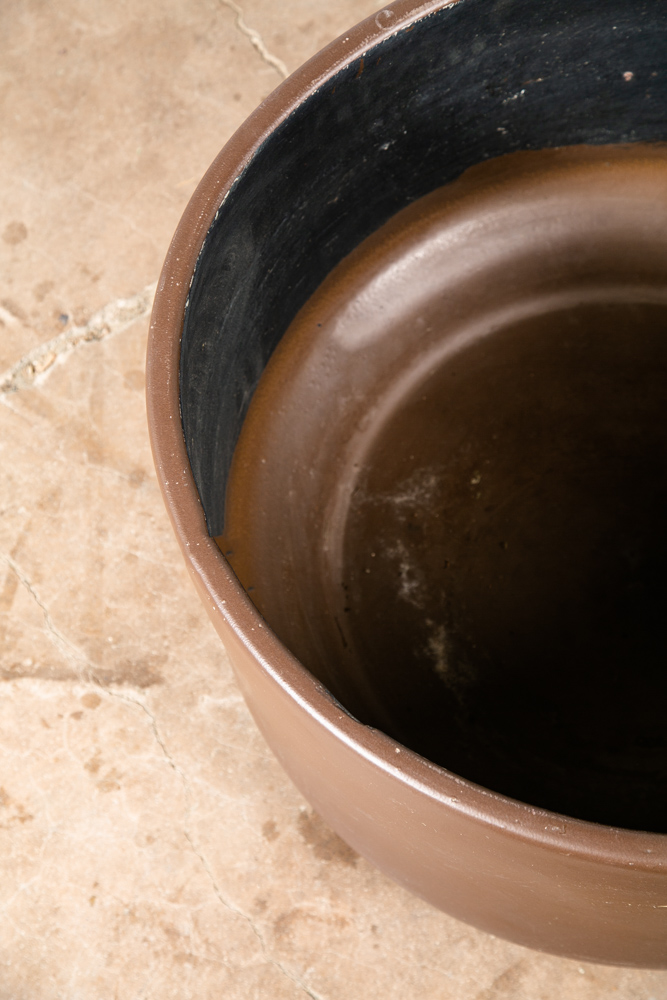 Mid Century Modern Planter Brown Matte Extra Large Gainey Ceramic Round 24.75x15 - Image 9