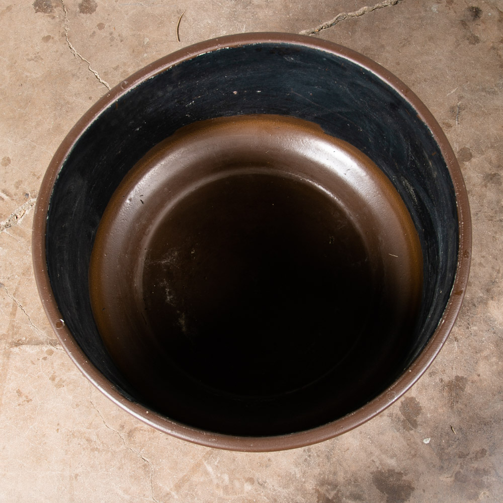 Mid Century Modern Planter Brown Matte Extra Large Gainey Ceramic Round 24.75x15 - Image 6