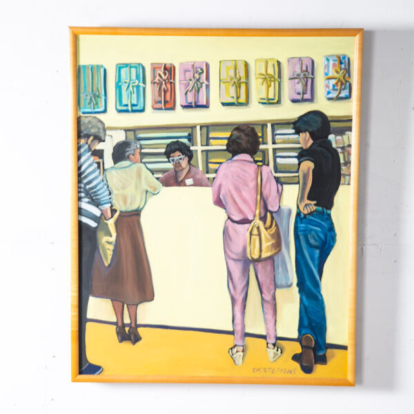 Mid Century Modern Painting TK Stevens Original Art Artist Colorful Realist 50s