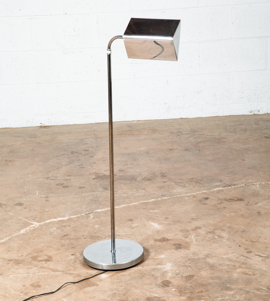 Mid Century Modern Floor Lamp Set Pair Pharmacy Chrome light Set 2 Adjustable - Image 7