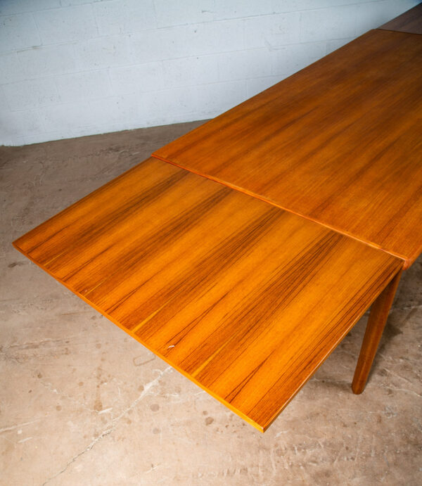 Mid Century Danish Modern Dining Table Teak Leaf x 2 Expanding Denmark Rectangle - Image 10
