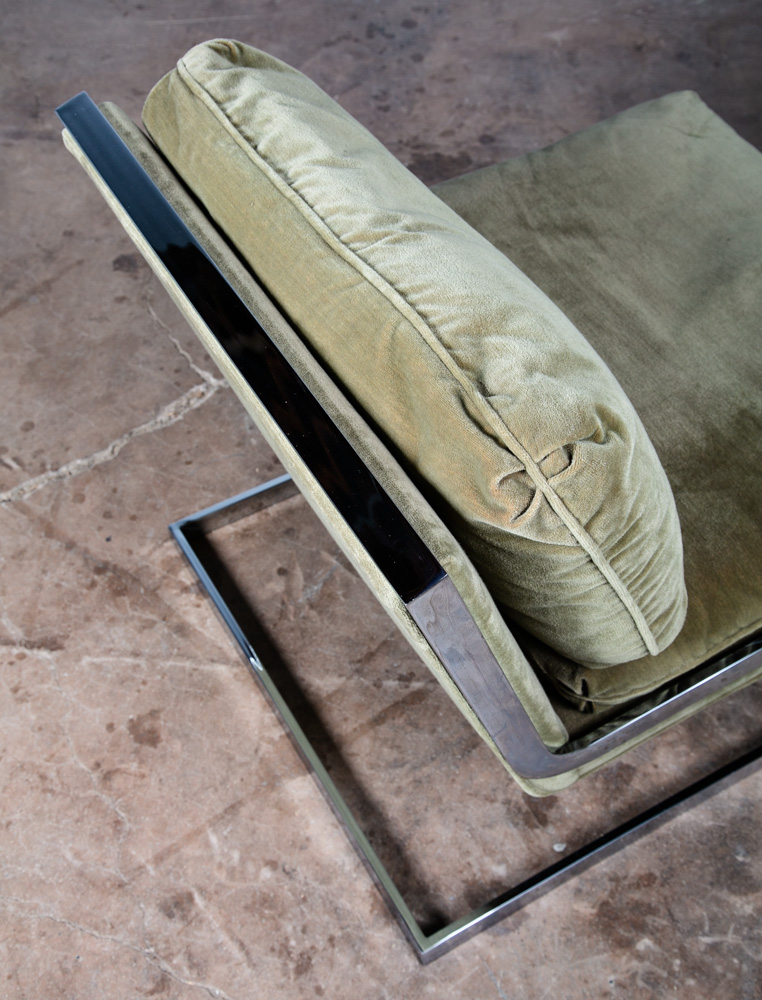 Mid Century Modern Lounge Chair Milo Baughman Thayer Coggin Green Chrome Tandem - Image 10