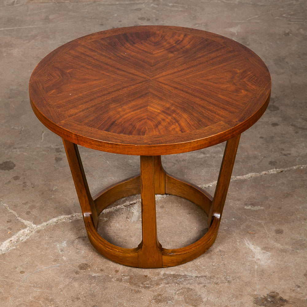 Mid Century Modern Side Table End Lane Rhythm Round Walnut Restored Circular Mcm - Image 3