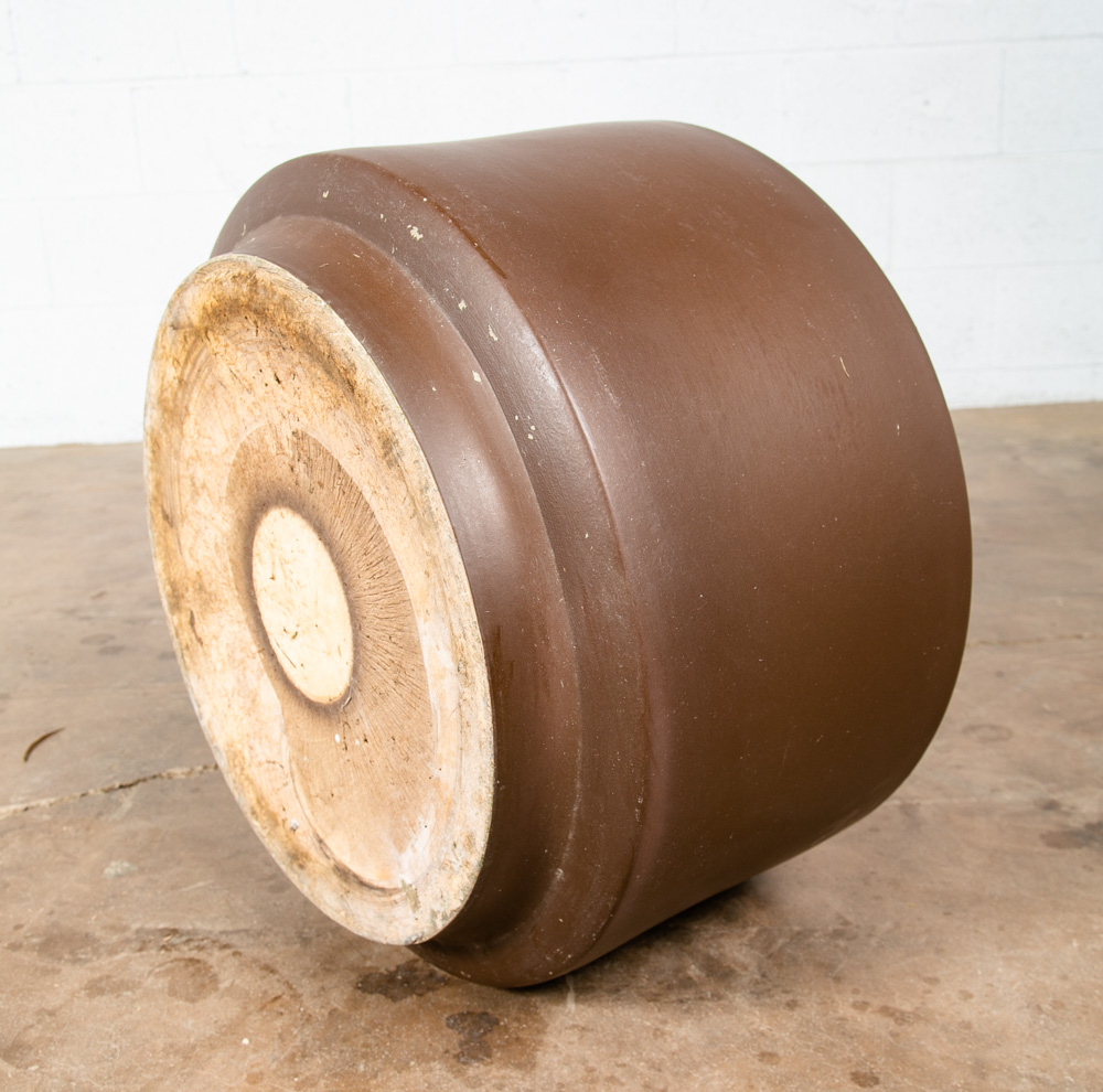 Mid Century Modern Planter Brown Matte Extra Large Gainey Ceramic Round 24.75x15 - Image 3