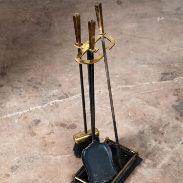 Mid Century Modern Fireplace Tool Modernist Cast Iron Black Mcm Vintage Gold VG