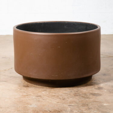 Mid Century Modern Planter Brown Matte Extra Large Gainey Ceramic Round 24.75x15