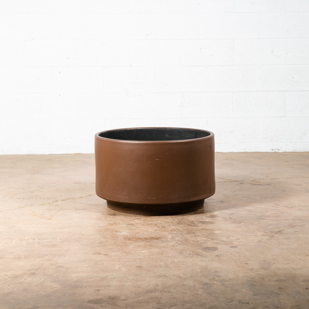 Mid Century Modern Planter Brown Matte Extra Large Gainey Ceramic Round 24.75x15 - Image 8