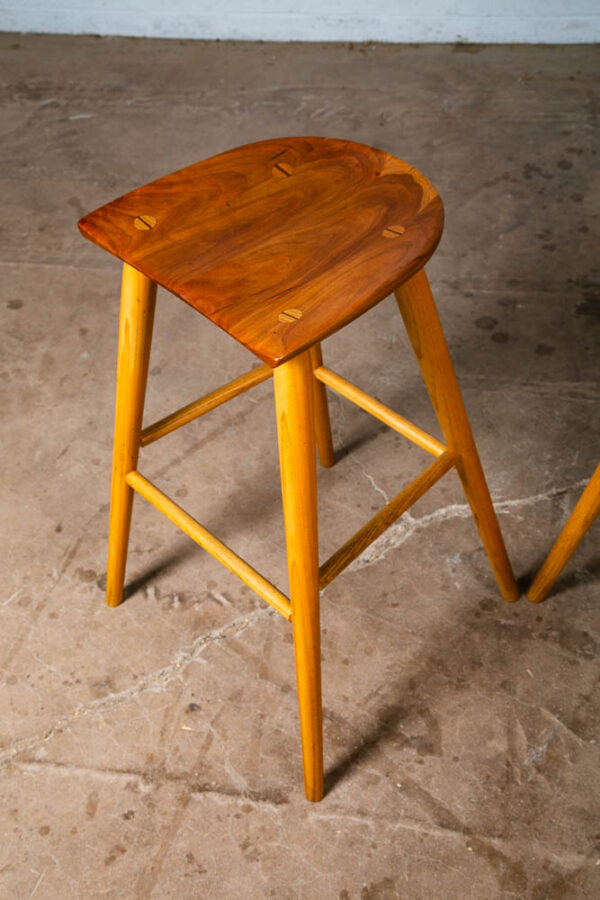 Studio Bar Stool Coal Shovel Thos. Moser Wood Cherry Oak Mid Century