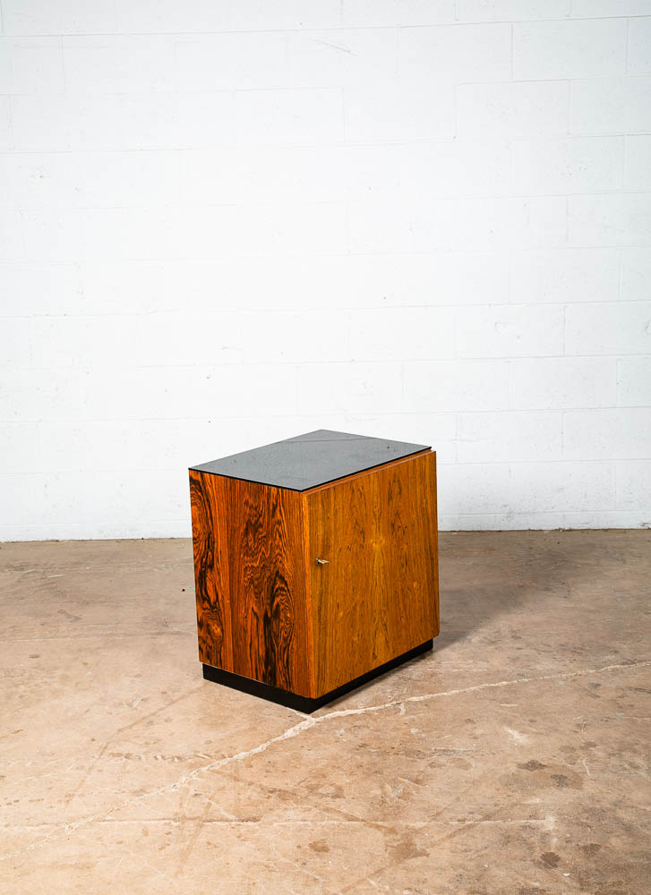 Mid Century Danish Modern End Table Side Entryway Rosewood Locking Door Glass - Image 7