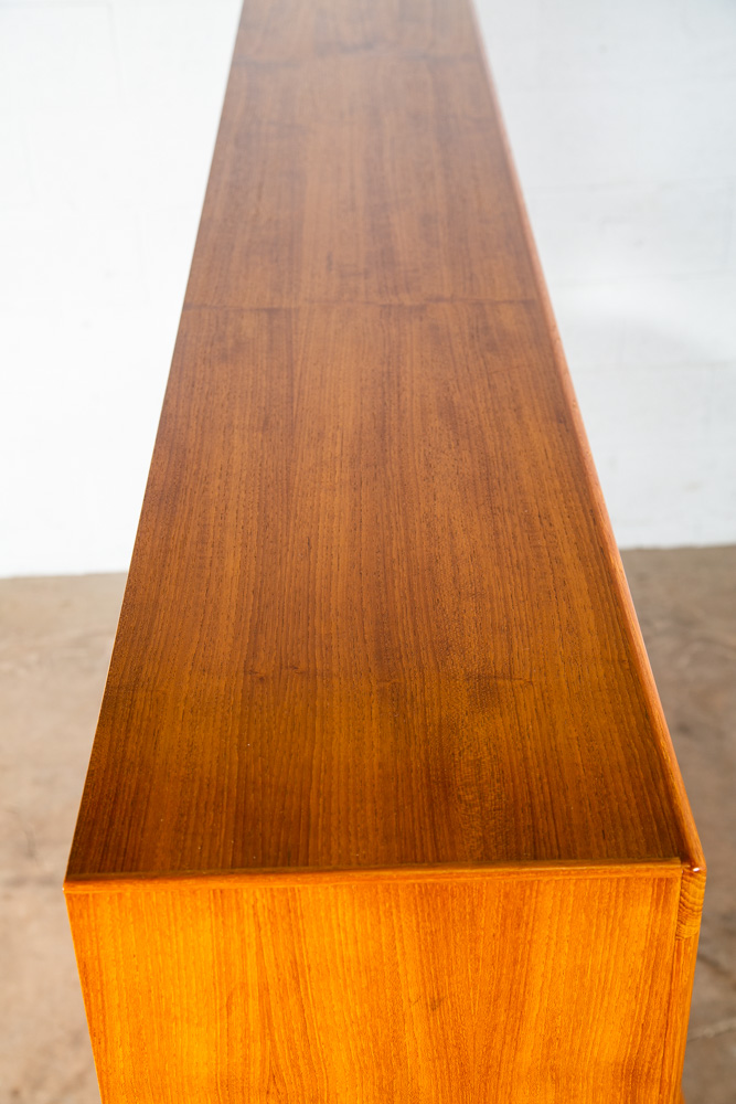 Mid Century Danish Modern Credenza 2 Tier Glass Teak Sideboard Display Drawers - Image 8