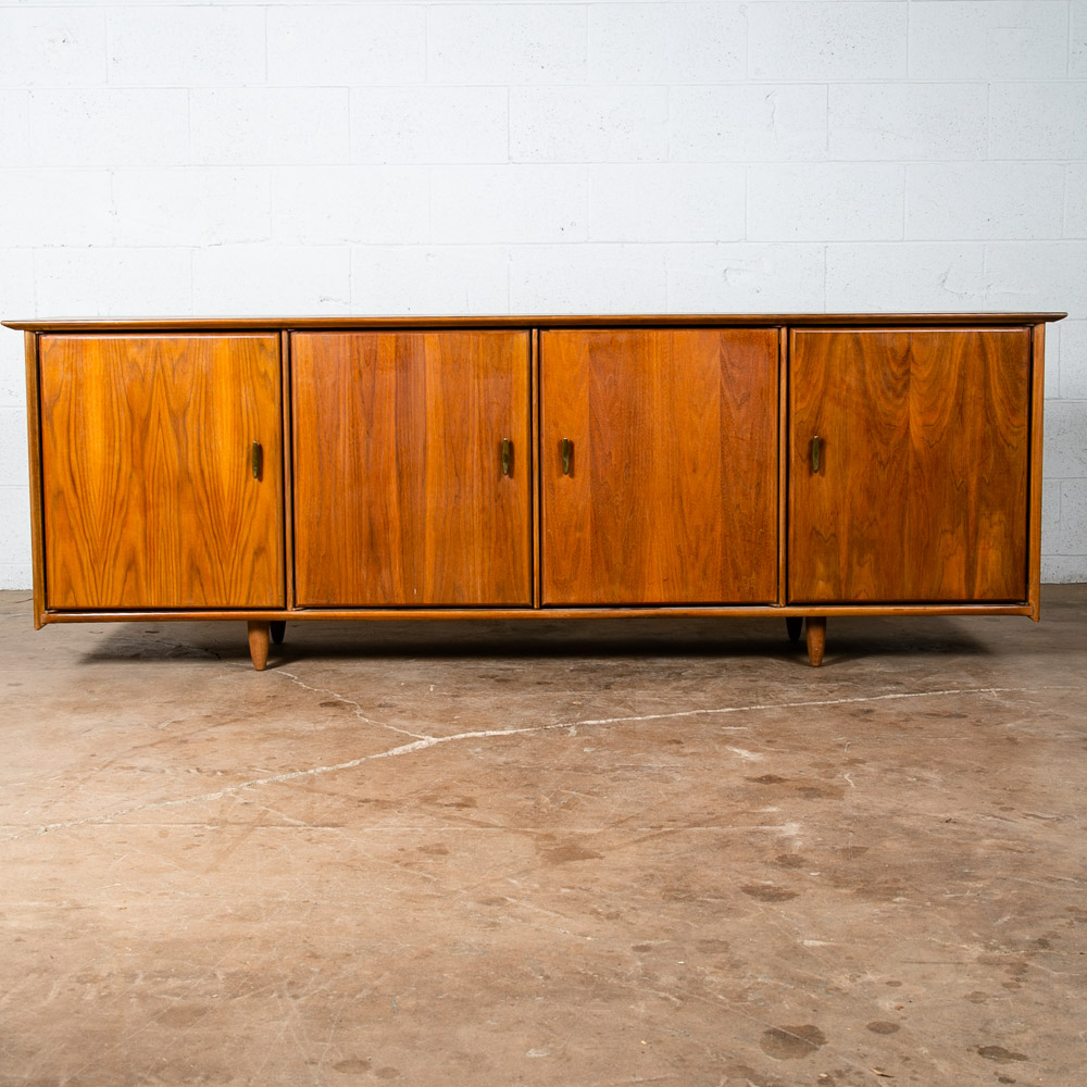 Mid Century Modern Credenza Cabinet Storage Ace Hi Prelude Solid Walnut Vintage - Image 2