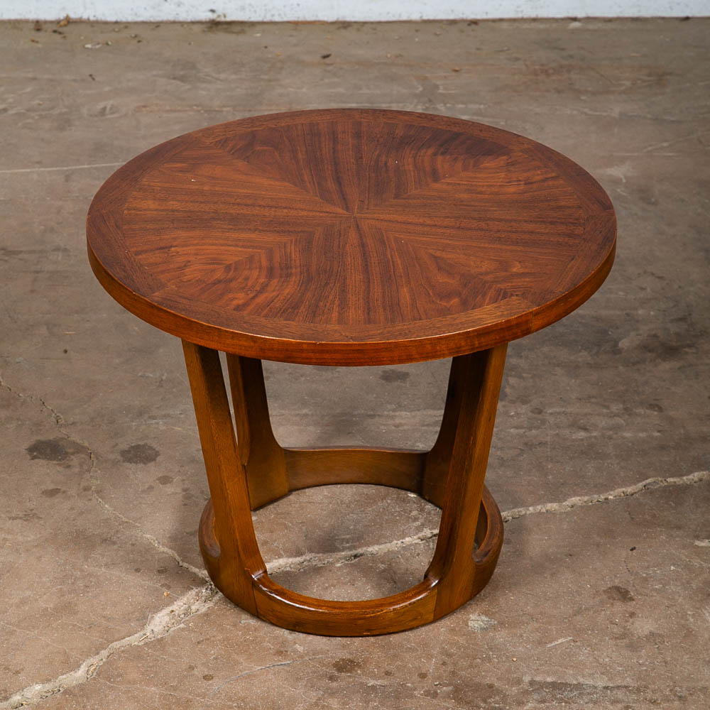 Mid Century Modern Side Table End Lane Rhythm Round Walnut Restored Circular Mcm - Image 9